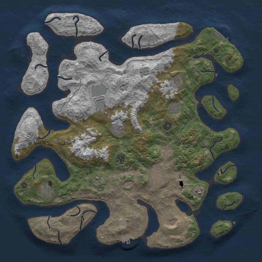 Rust Map: Procedural Map, Size: 4500, Seed: 1377158217, 19 Monuments