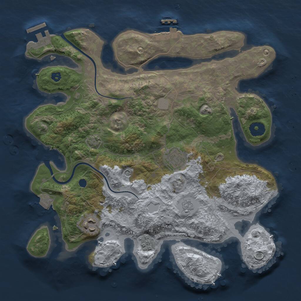 Rust Map: Procedural Map, Size: 3000, Seed: 1072907763, 9 Monuments