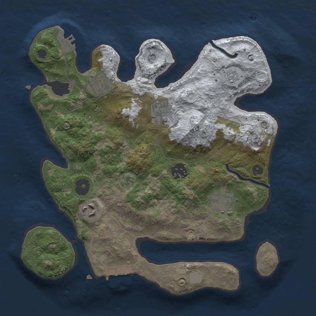 Rust Map: Procedural Map, Size: 3000, Seed: 517, 14 Monuments