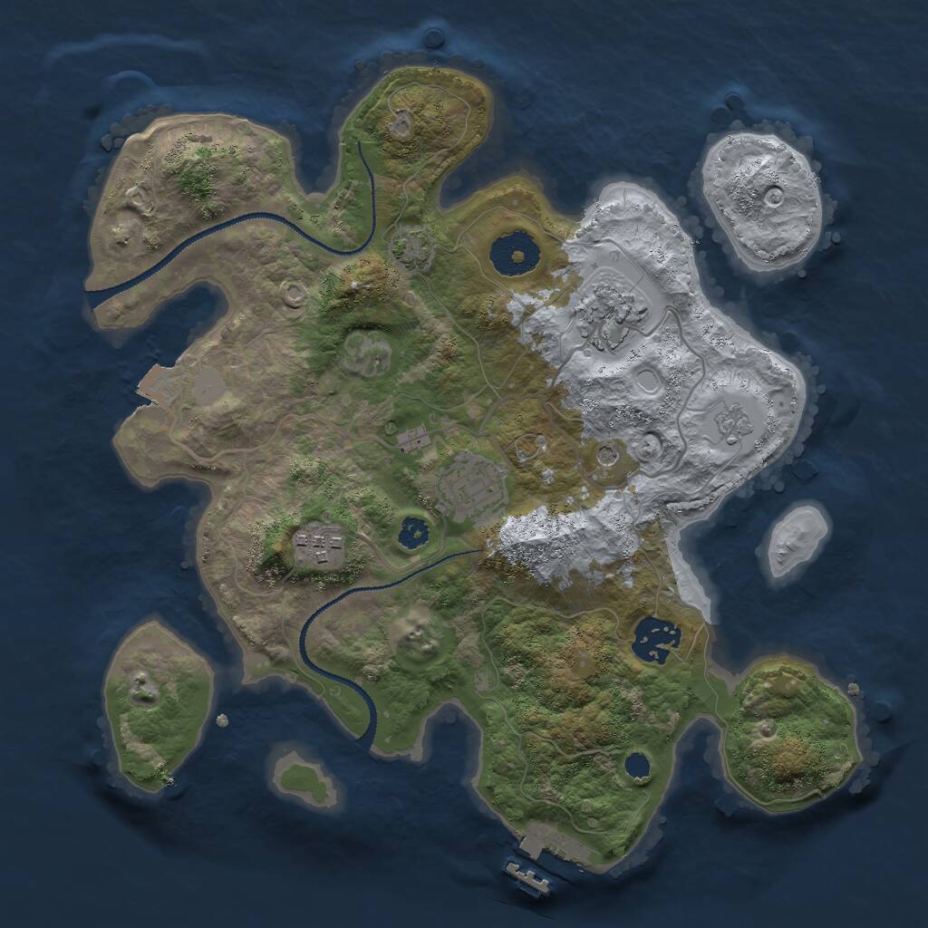 Rust Map: Procedural Map, Size: 3000, Seed: 1264705787, 9 Monuments