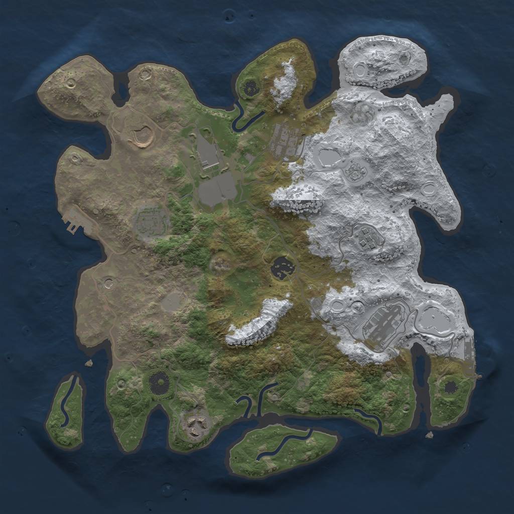 Rust Map: Procedural Map, Size: 3500, Seed: 27281, 17 Monuments