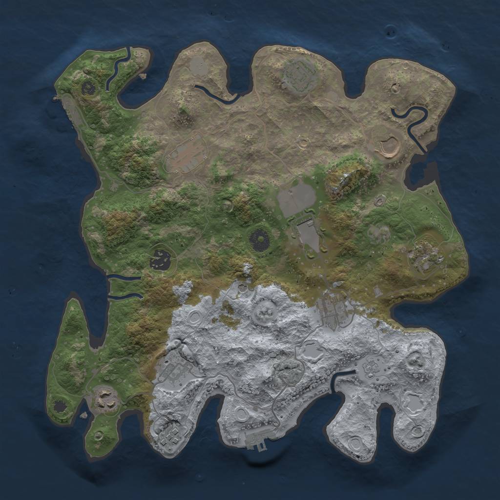 Rust Map: Procedural Map, Size: 3500, Seed: 839542873, 19 Monuments