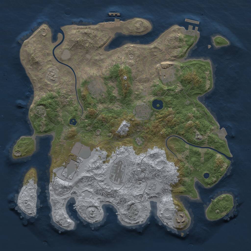 Rust Map: Procedural Map, Size: 3500, Seed: 1852817309, 13 Monuments