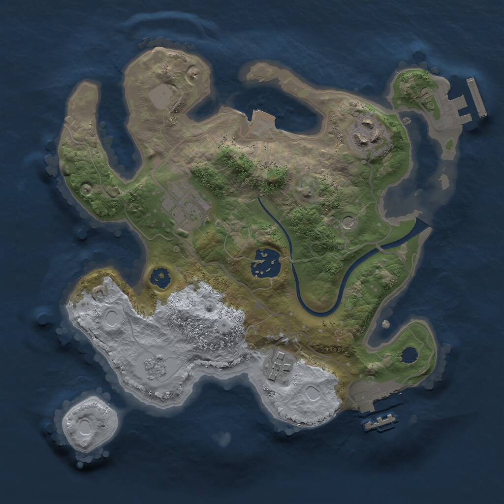 Rust Map: Procedural Map, Size: 2500, Seed: 2672, 9 Monuments