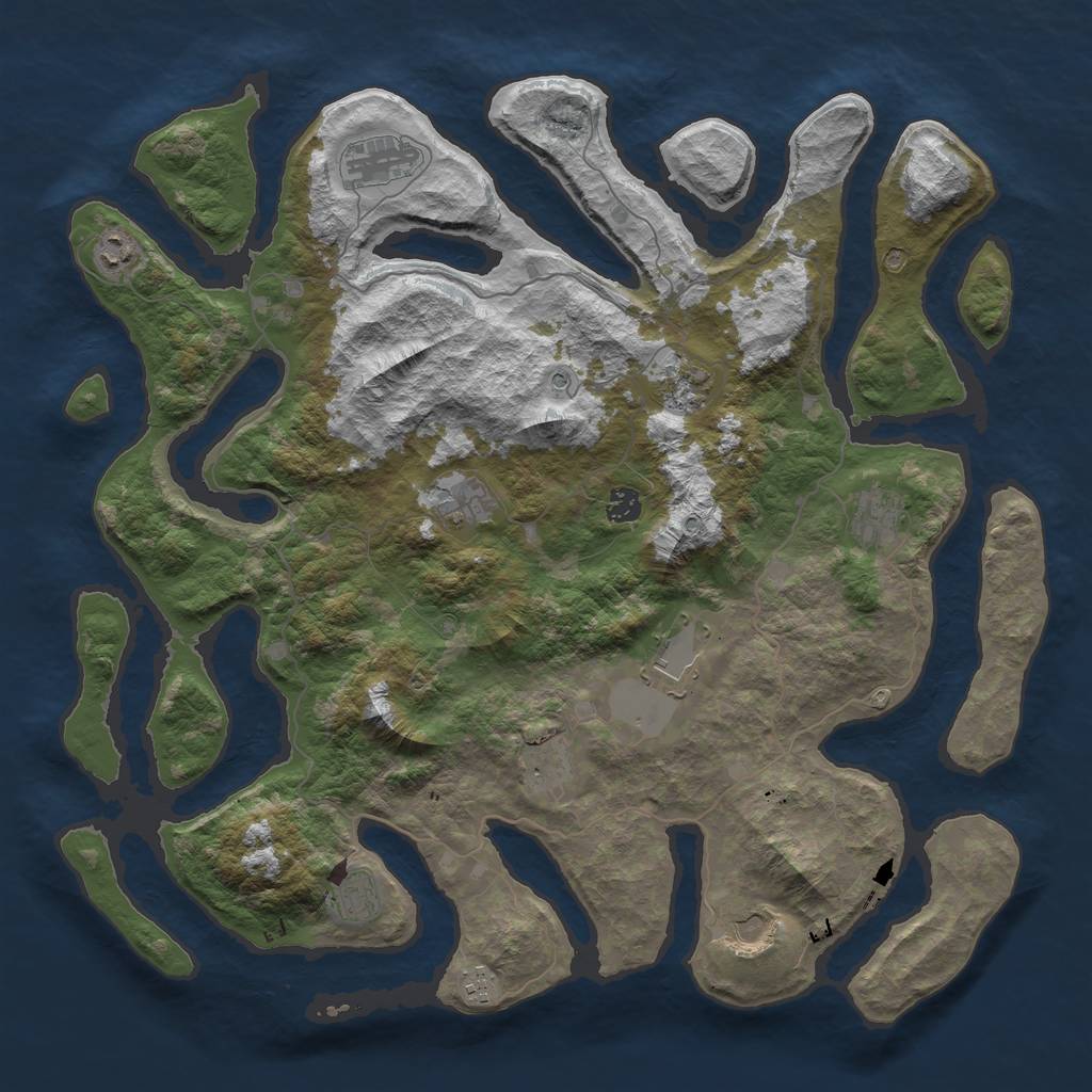 Rust Map: Barren, Size: 4500, Seed: 4118444, 14 Monuments