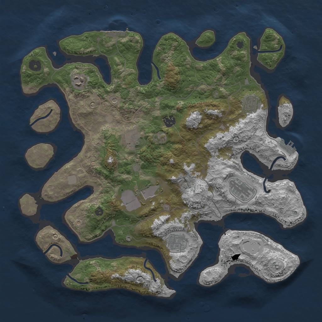 Rust Map: Procedural Map, Size: 4000, Seed: 9256, 15 Monuments