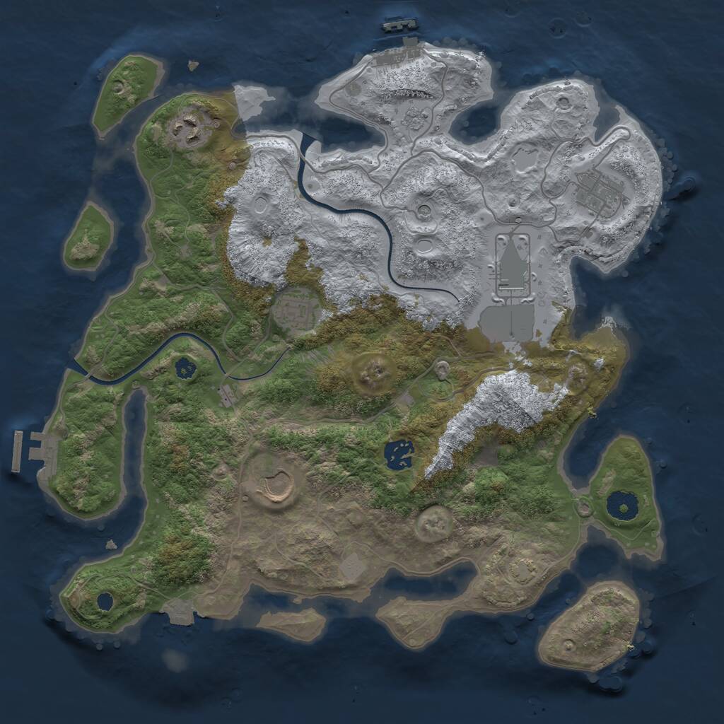 Rust Map: Procedural Map, Size: 3500, Seed: 344657745, 12 Monuments