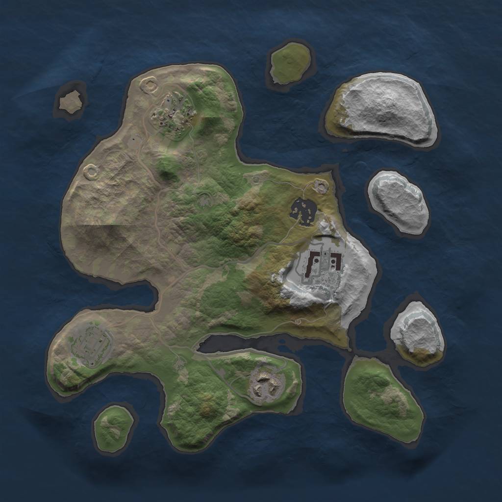 Rust Map: Barren, Size: 2750, Seed: 6732, 7 Monuments