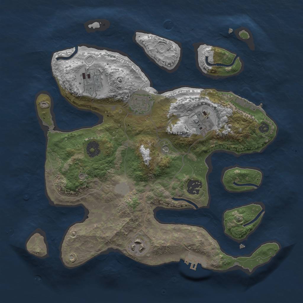 Rust Map: Procedural Map, Size: 3000, Seed: 1363296723, 13 Monuments
