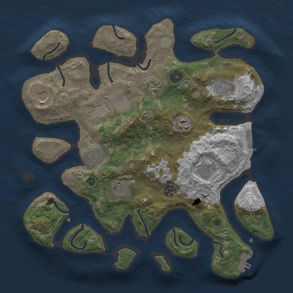 Rust Map: Procedural Map, Size: 3500, Seed: 1044769504, 16 Monuments