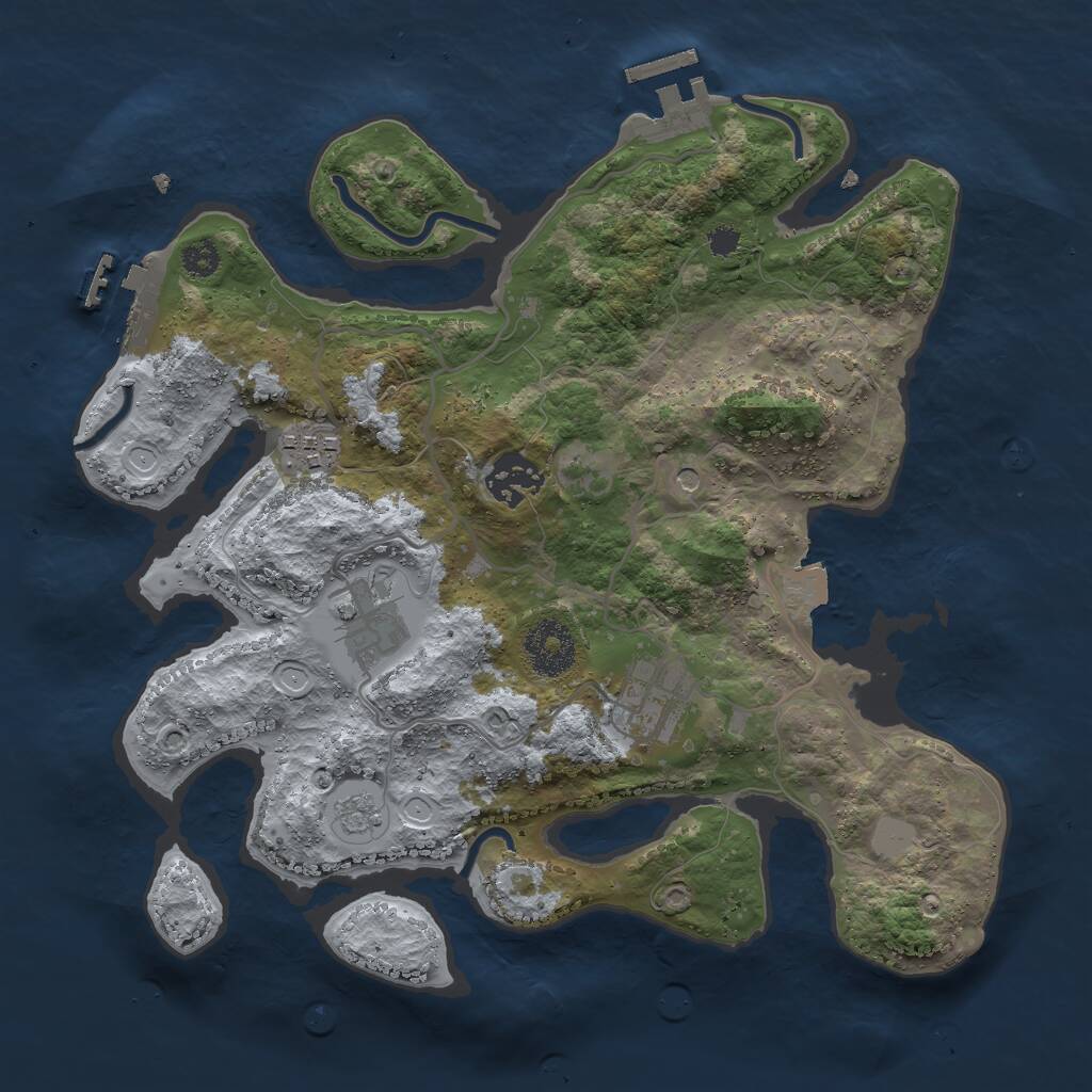 Rust Map: Procedural Map, Size: 3000, Seed: 1557190875, 10 Monuments