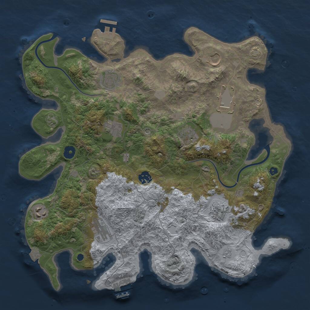 Rust Map: Procedural Map, Size: 3750, Seed: 2459271, 16 Monuments