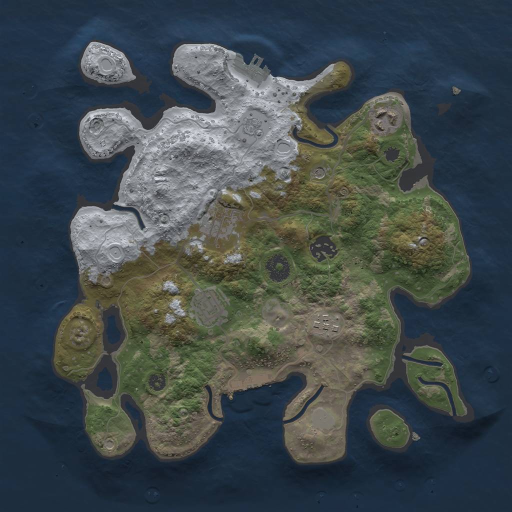 Rust Map: Procedural Map, Size: 3000, Seed: 20001, 12 Monuments