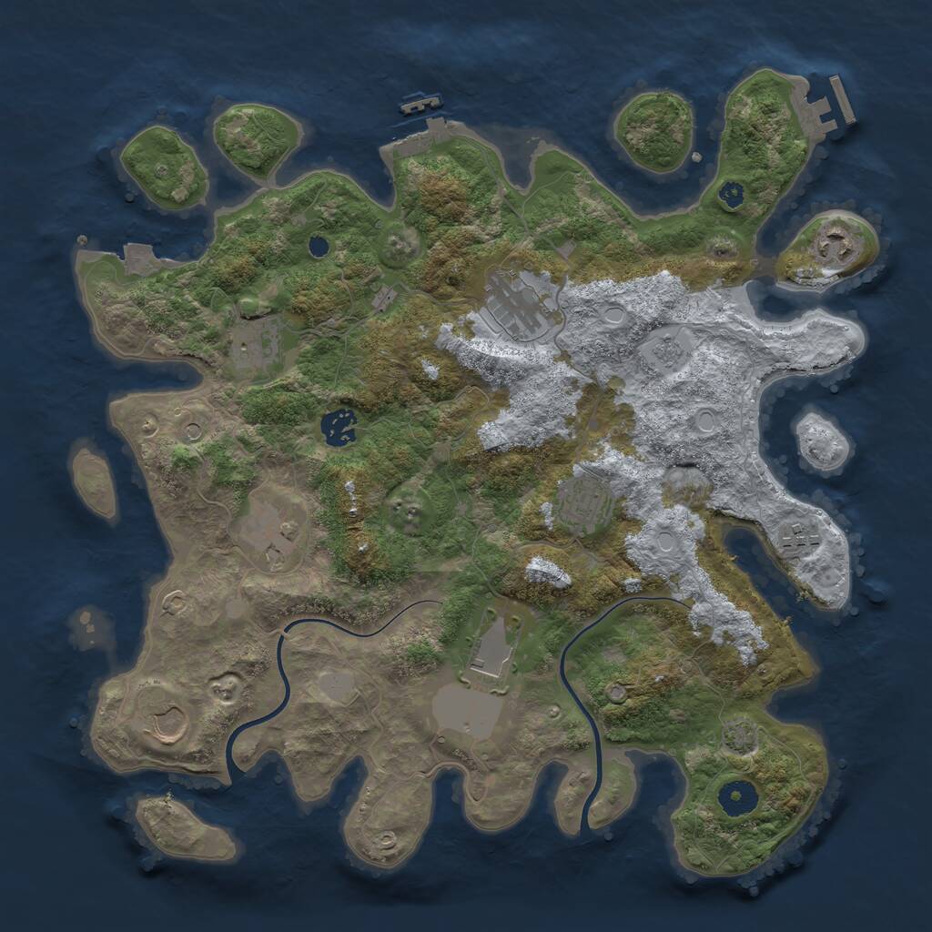 Rust Map: Procedural Map, Size: 3750, Seed: 2354251, 15 Monuments