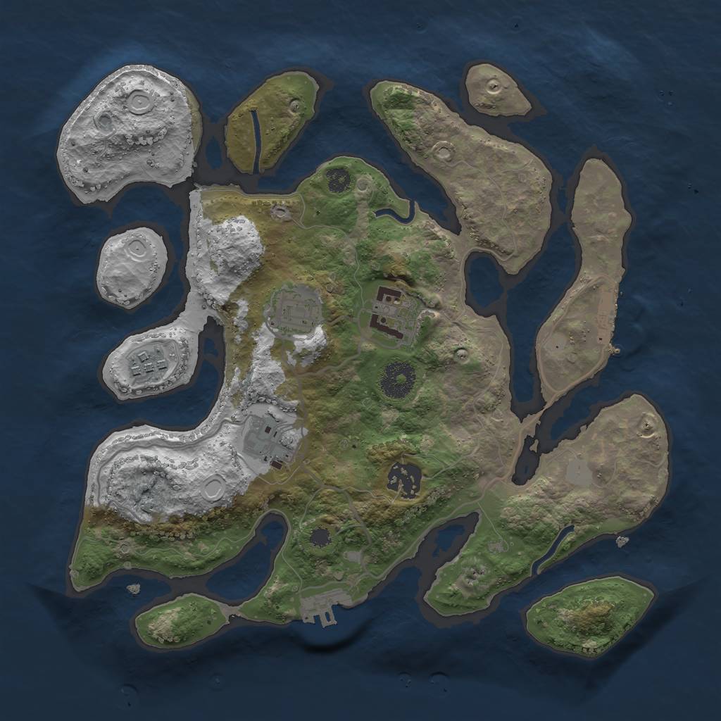 Rust Map: Procedural Map, Size: 3000, Seed: 821002, 12 Monuments