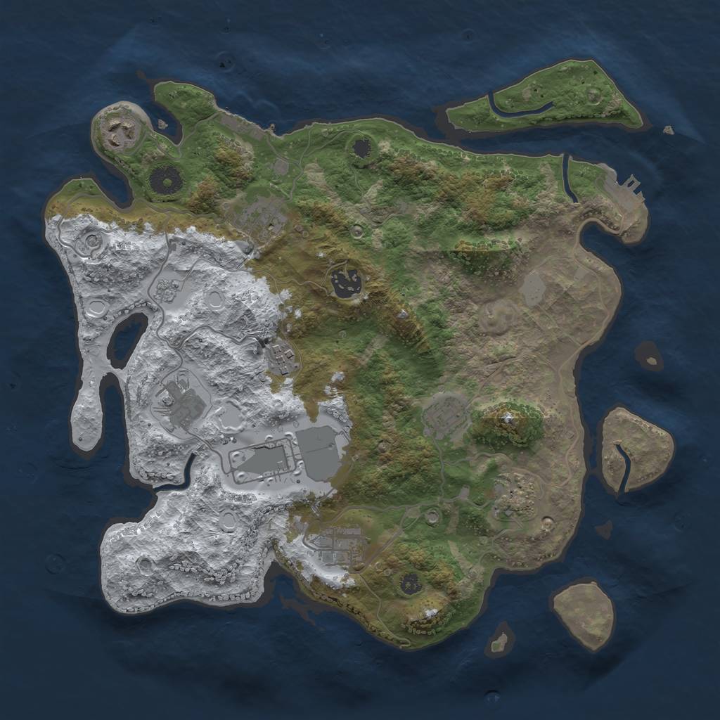 Rust Map: Procedural Map, Size: 3500, Seed: 157458695, 18 Monuments