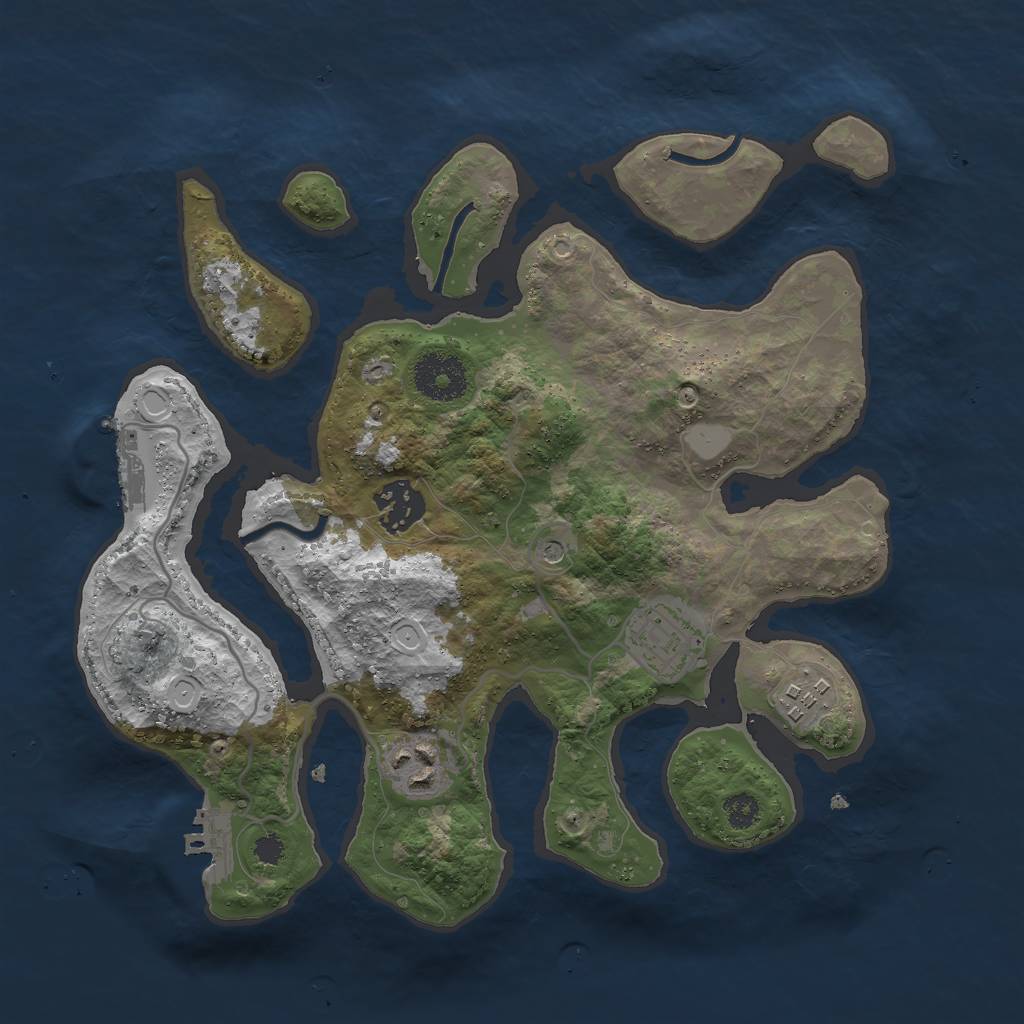 Rust Map: Procedural Map, Size: 3000, Seed: 906272, 12 Monuments