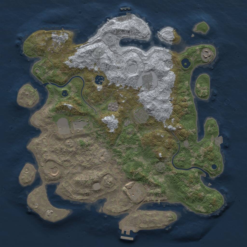 Rust Map: Procedural Map, Size: 3950, Seed: 131320607, 15 Monuments