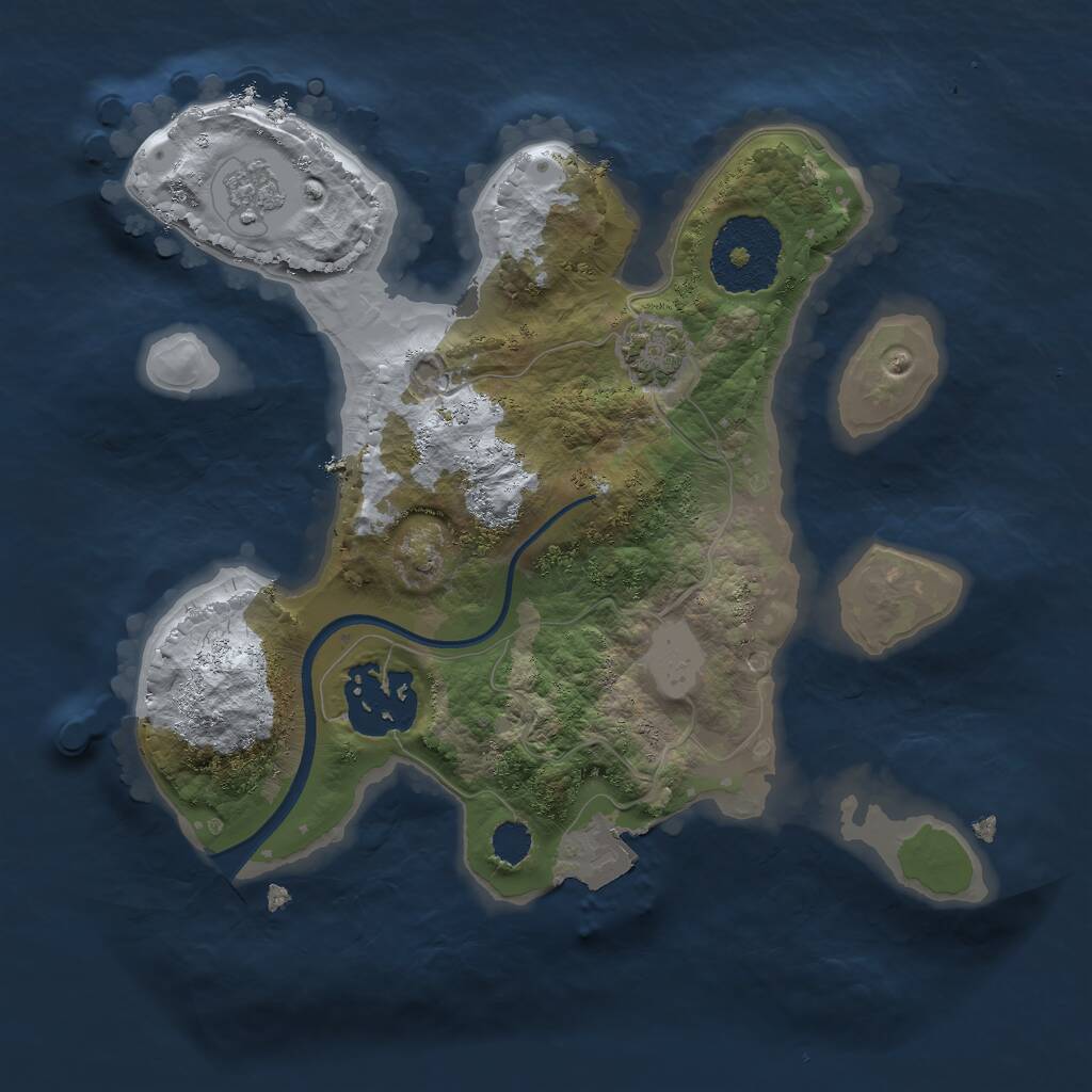 Rust Map: Procedural Map, Size: 2200, Seed: 708508417, 4 Monuments