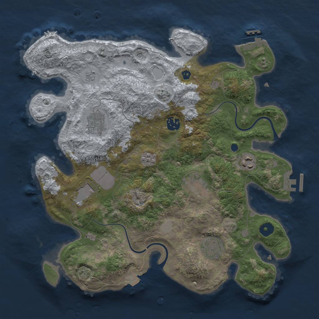 Rust Map: Procedural Map, Size: 3500, Seed: 17886, 13 Monuments