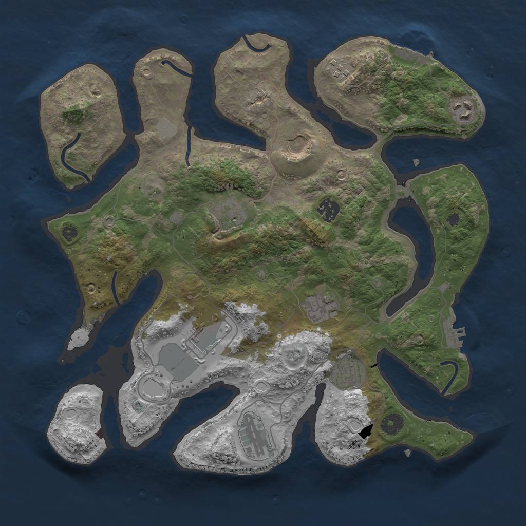 Rust Map: Procedural Map, Size: 3600, Seed: 1813588129, 16 Monuments