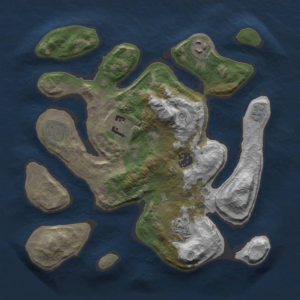Rust Map: Barren, Size: 3000, Seed: 997562, 9 Monuments