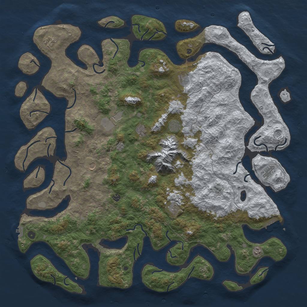 Rust Map: Procedural Map, Size: 6000, Seed: 1194389491, 20 Monuments