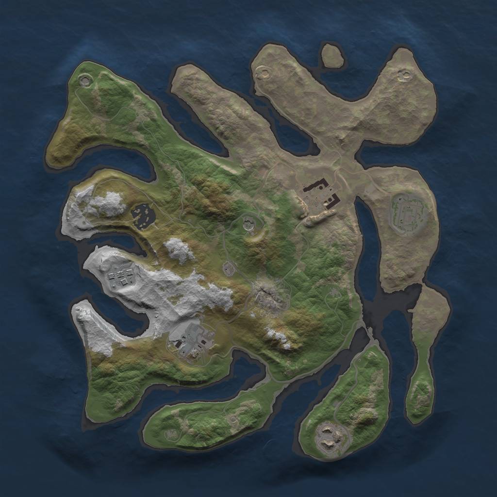 Rust Map: Barren, Size: 3000, Seed: 103620, 9 Monuments