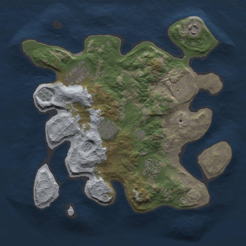 Rust Map: Barren, Size: 3000, Seed: 464815, 10 Monuments