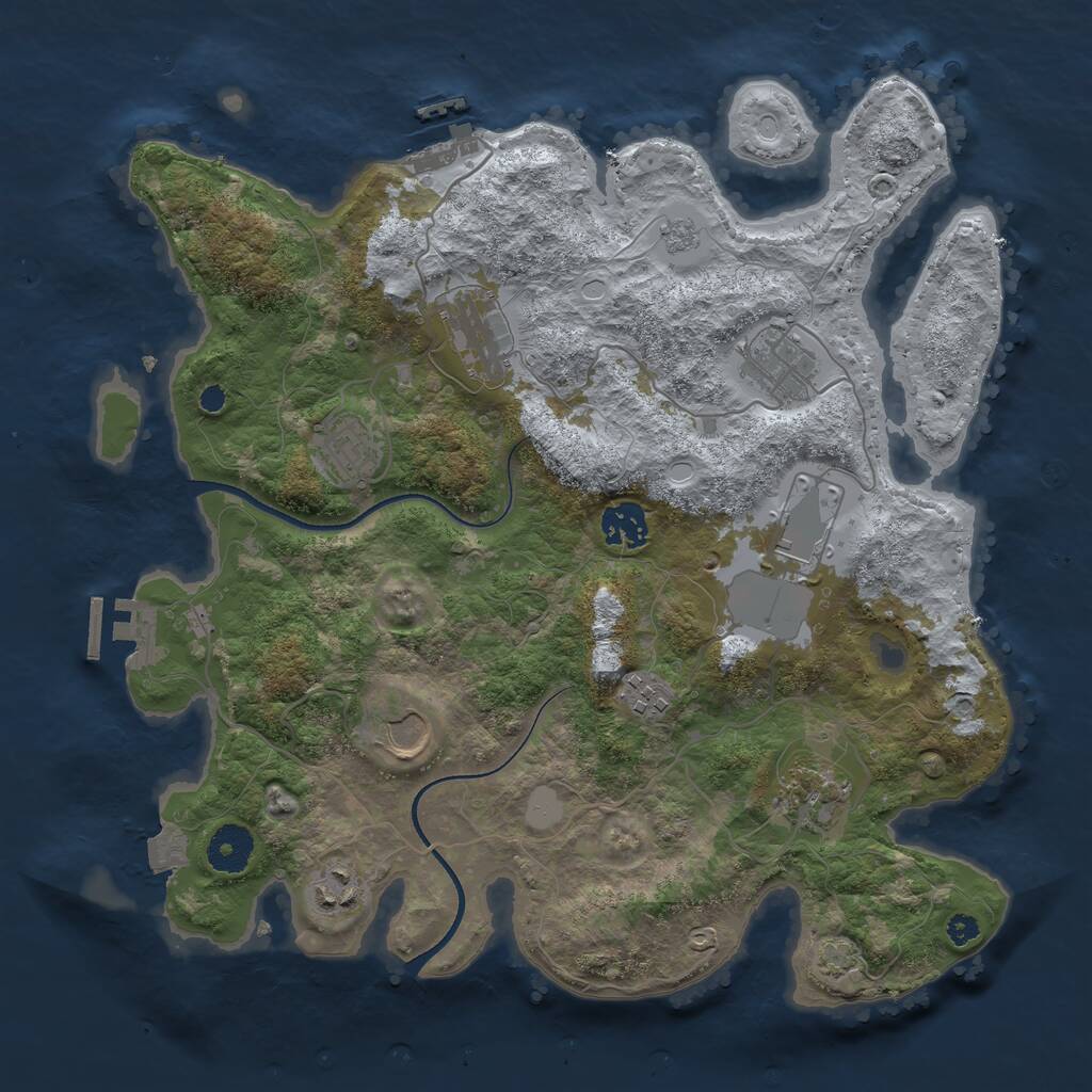 Rust Map: Procedural Map, Size: 3500, Seed: 416702534, 14 Monuments