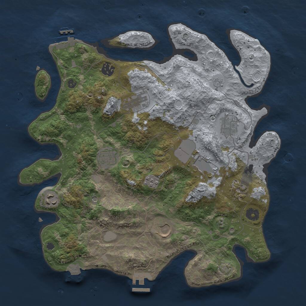 Rust Map: Procedural Map, Size: 3500, Seed: 2501, 15 Monuments