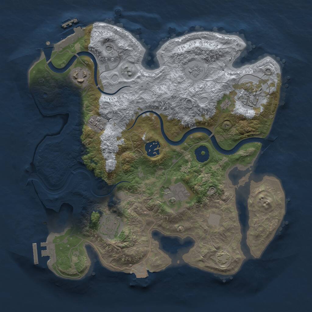 Rust Map: Procedural Map, Size: 3000, Seed: 1911170606, 12 Monuments