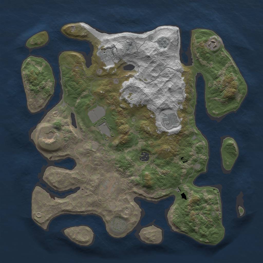 Rust Map: Barren, Size: 4000, Seed: 455, 12 Monuments