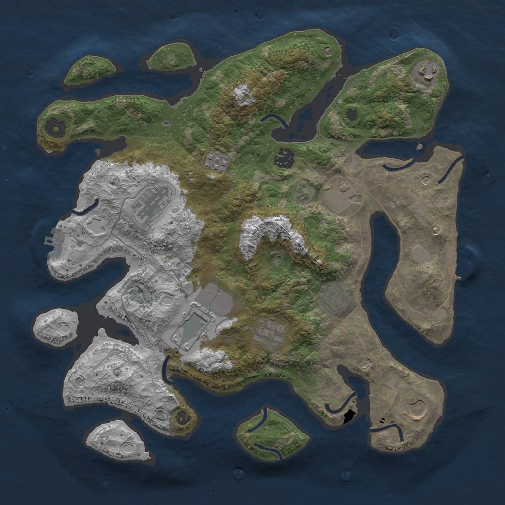 Rust Map: Procedural Map, Size: 3700, Seed: 984149659, 17 Monuments