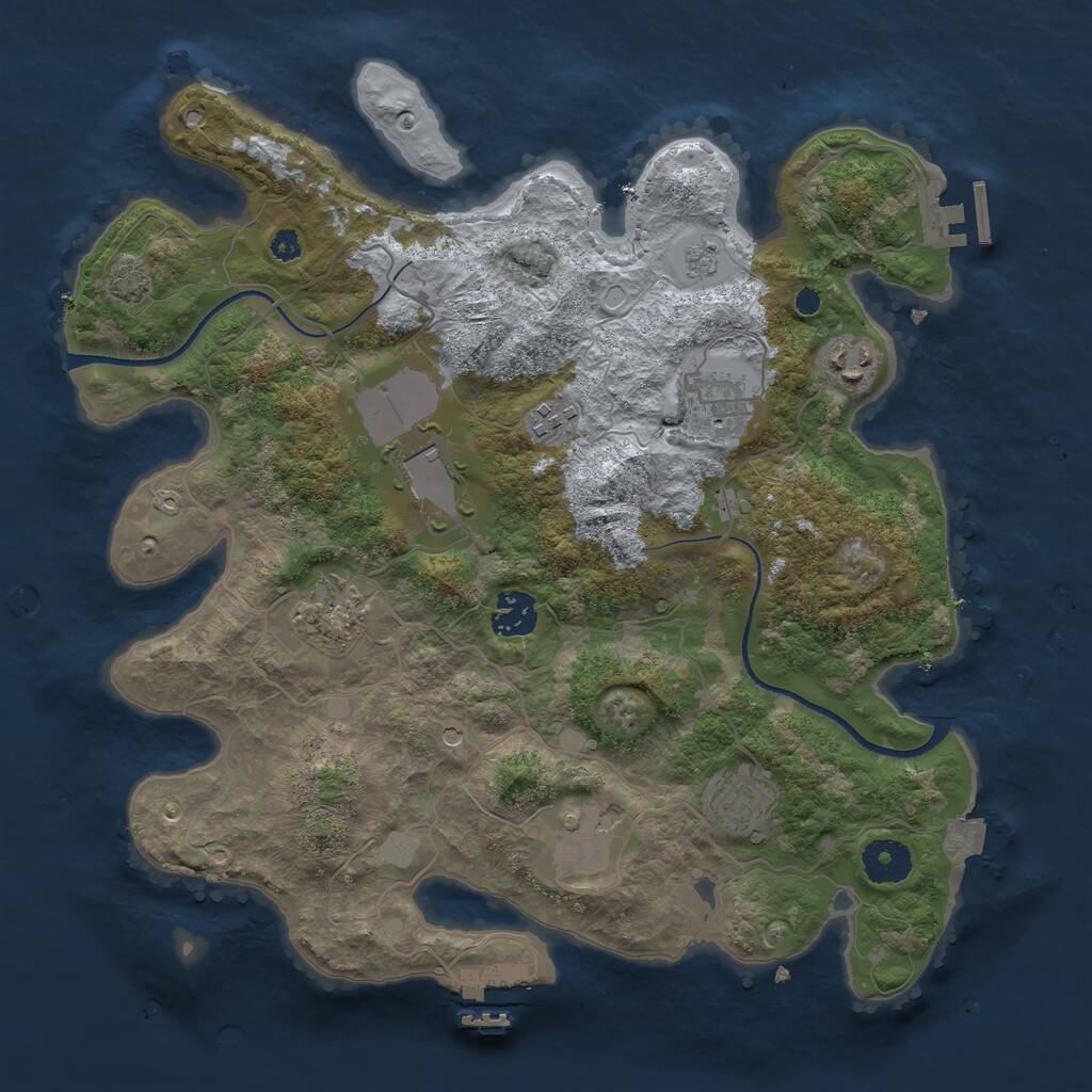 Rust Map: Procedural Map, Size: 3500, Seed: 5300, 14 Monuments