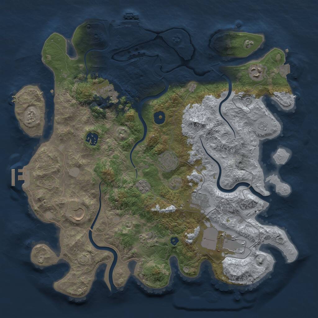 Rust Map: Procedural Map, Size: 3800, Seed: 2054, 15 Monuments