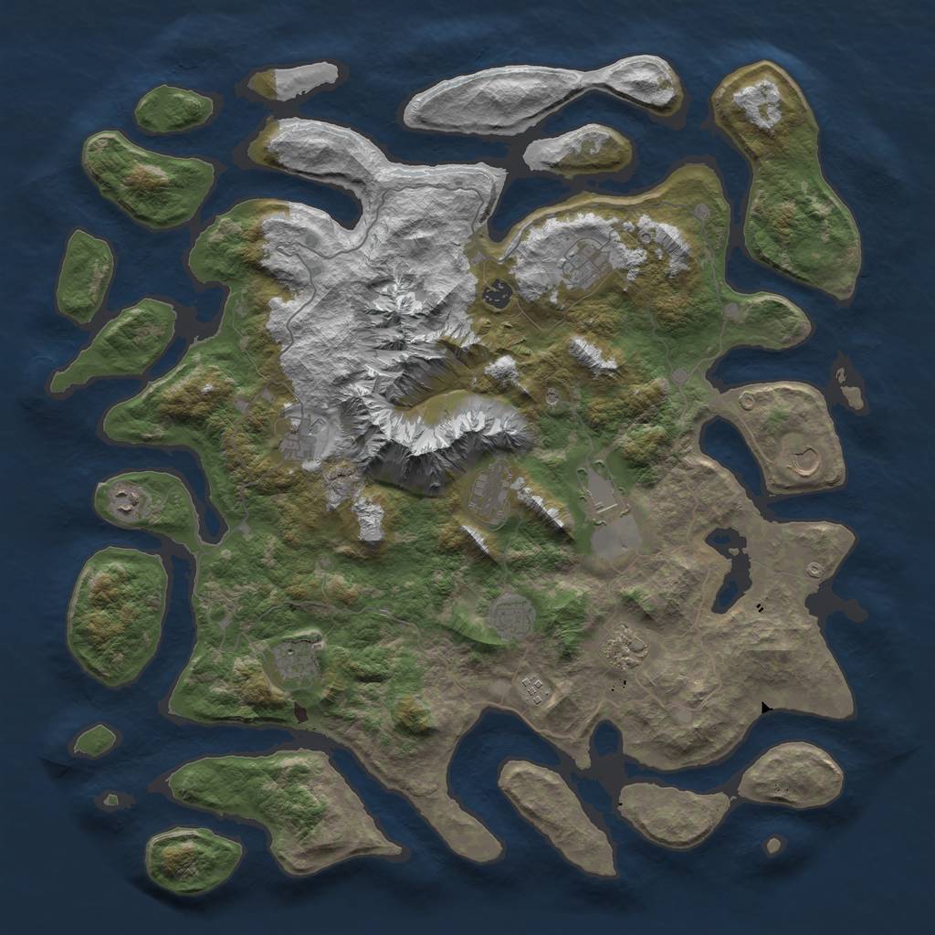 Rust Map: Barren, Size: 5000, Seed: 95755689, 14 Monuments