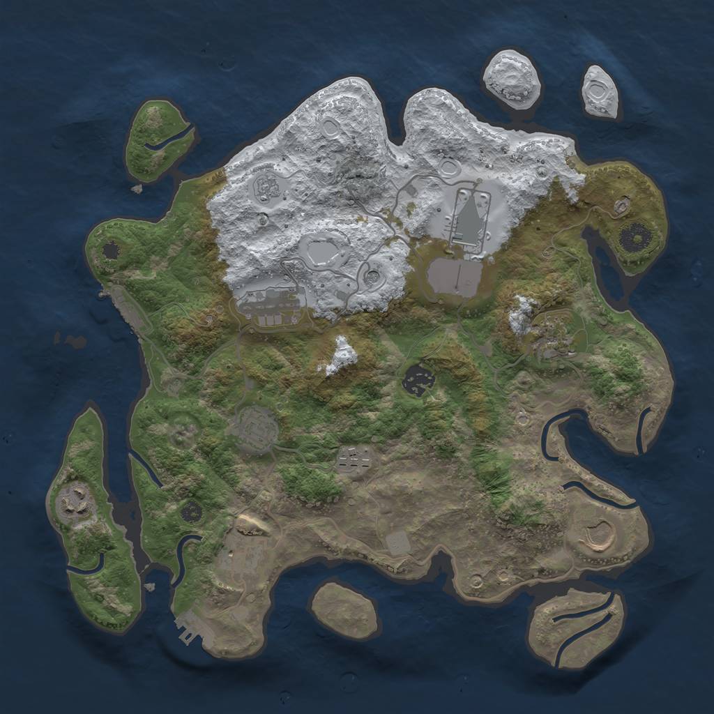 Rust Map: Procedural Map, Size: 3500, Seed: 905396, 18 Monuments