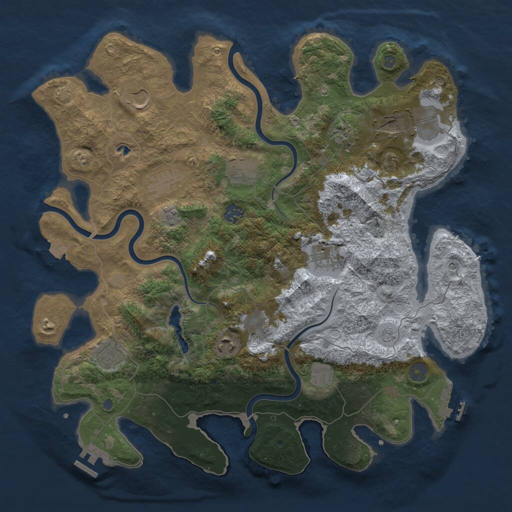 Rust Map: Procedural Map, Size: 4000, Seed: 1430962727, 17 Monuments