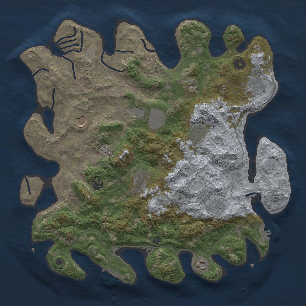 Rust Map: Procedural Map, Size: 4000, Seed: 1430962727, 17 Monuments