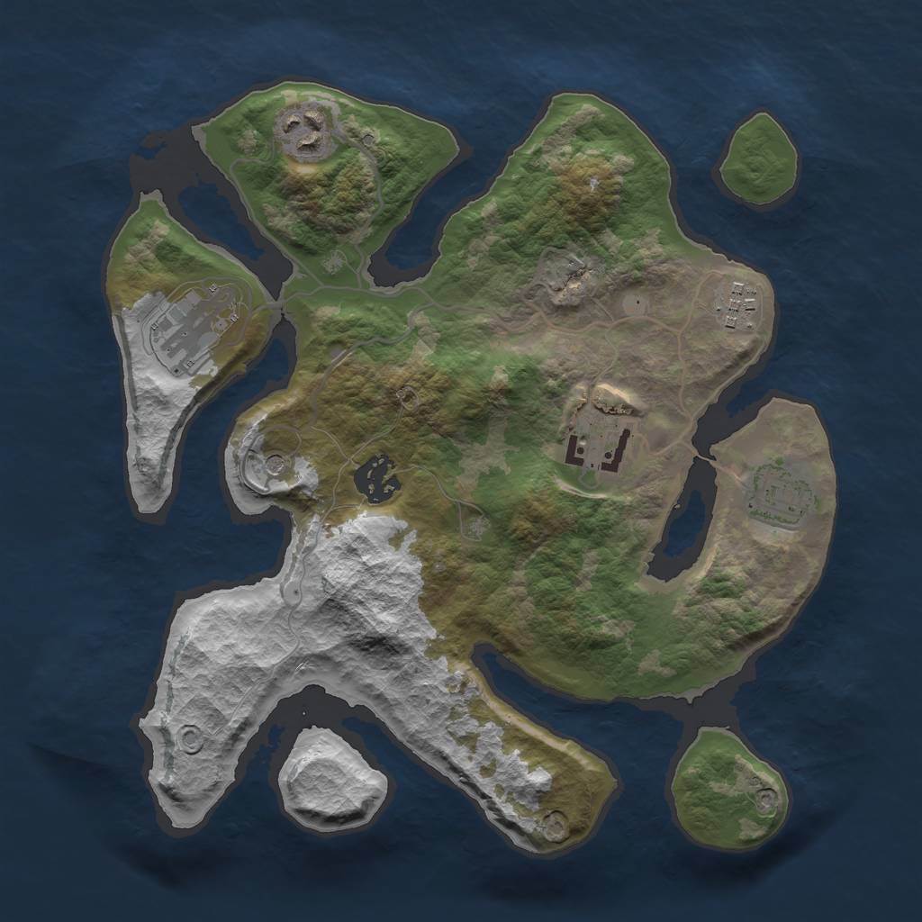 Rust Map: Barren, Size: 3000, Seed: 560497, 9 Monuments