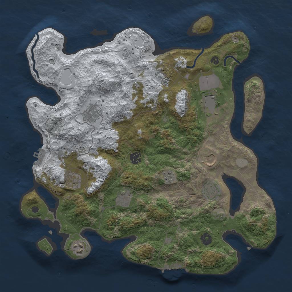 Rust Map: Procedural Map, Size: 3700, Seed: 1413300947, 19 Monuments