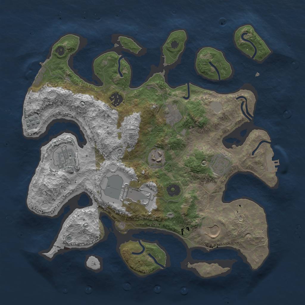 Rust Map: Procedural Map, Size: 3500, Seed: 58656596, 16 Monuments