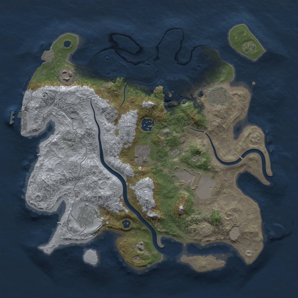 Rust Map: Procedural Map, Size: 3500, Seed: 58656596, 13 Monuments