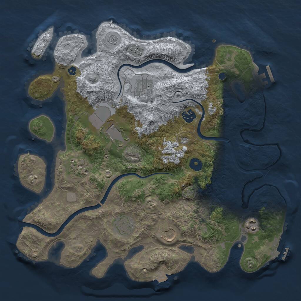 Rust Map: Procedural Map, Size: 3500, Seed: 1756619381, 14 Monuments