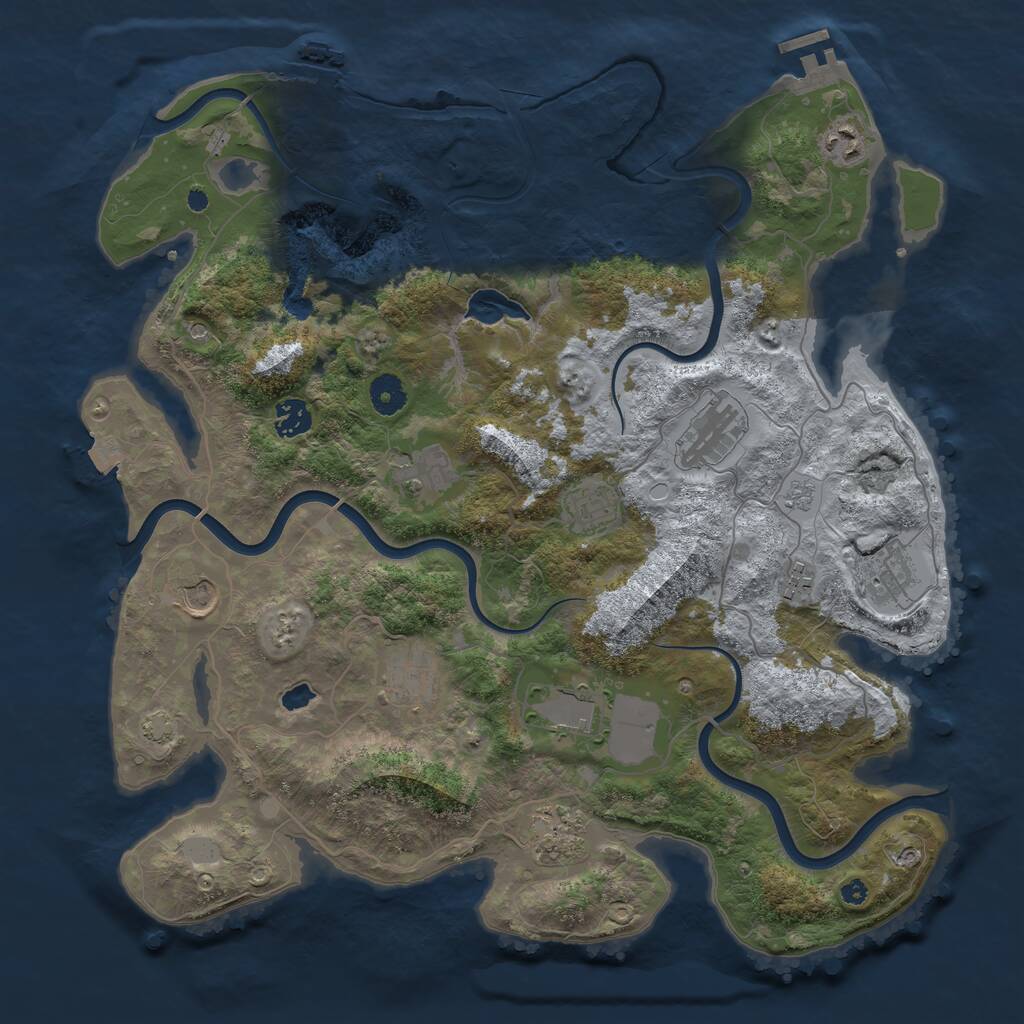 Rust Map: Procedural Map, Size: 4001, Seed: 1878595944, 17 Monuments