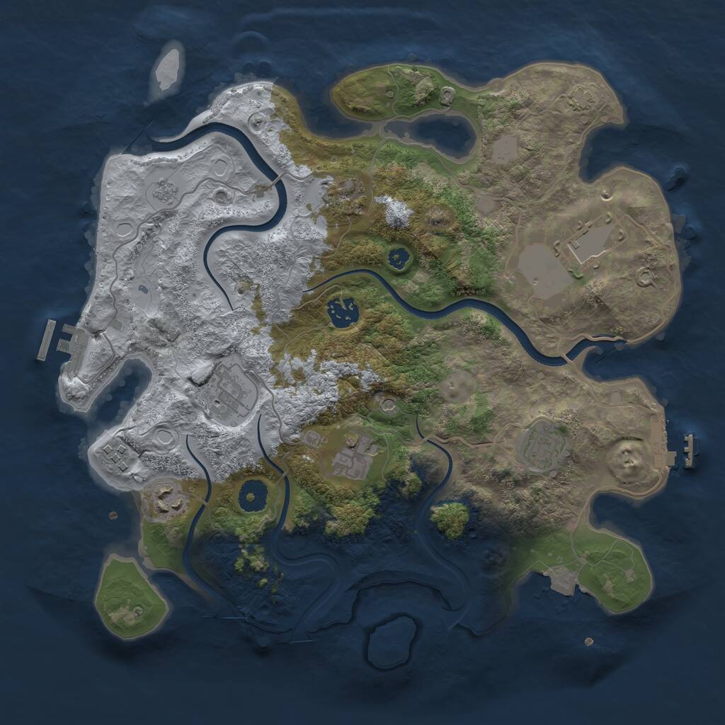 Rust Map: Procedural Map, Size: 3500, Seed: 515373703, 14 Monuments