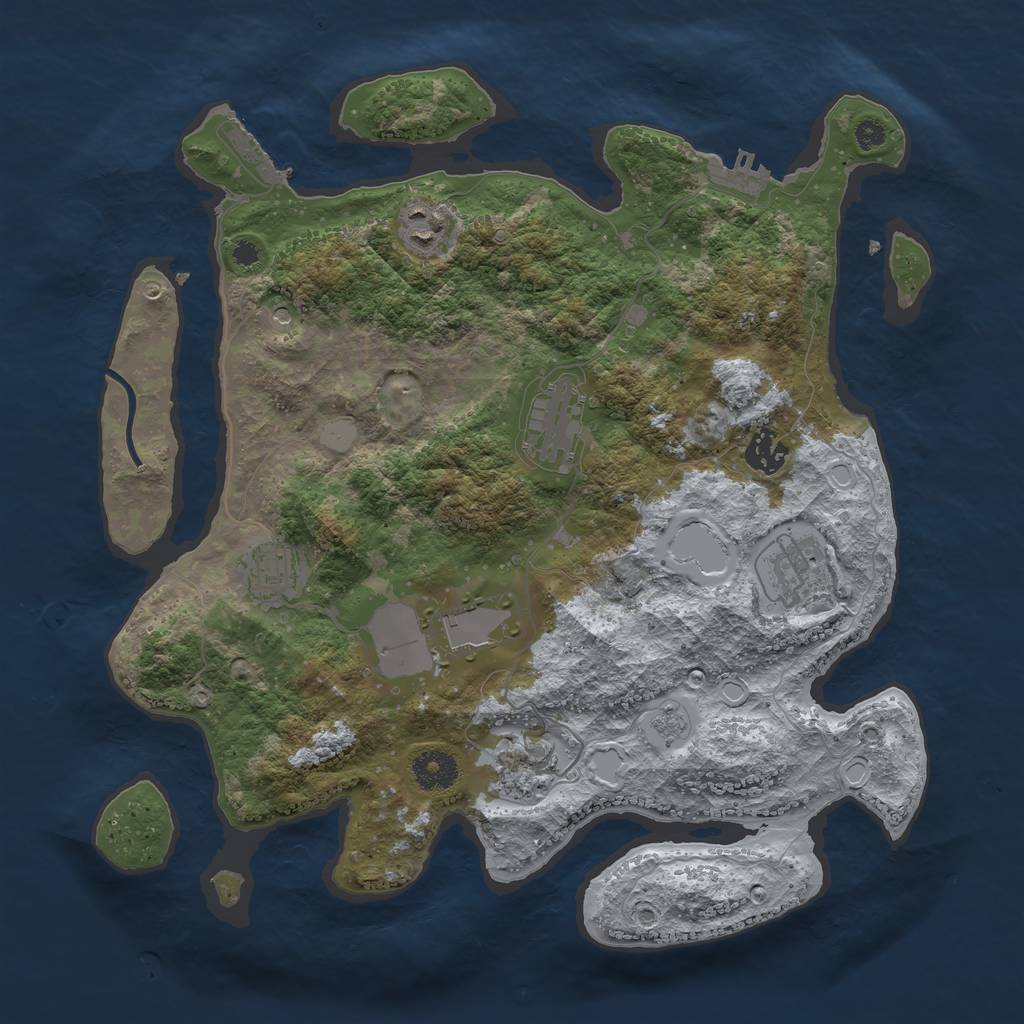 Rust Map: Procedural Map, Size: 3600, Seed: 416991088, 14 Monuments