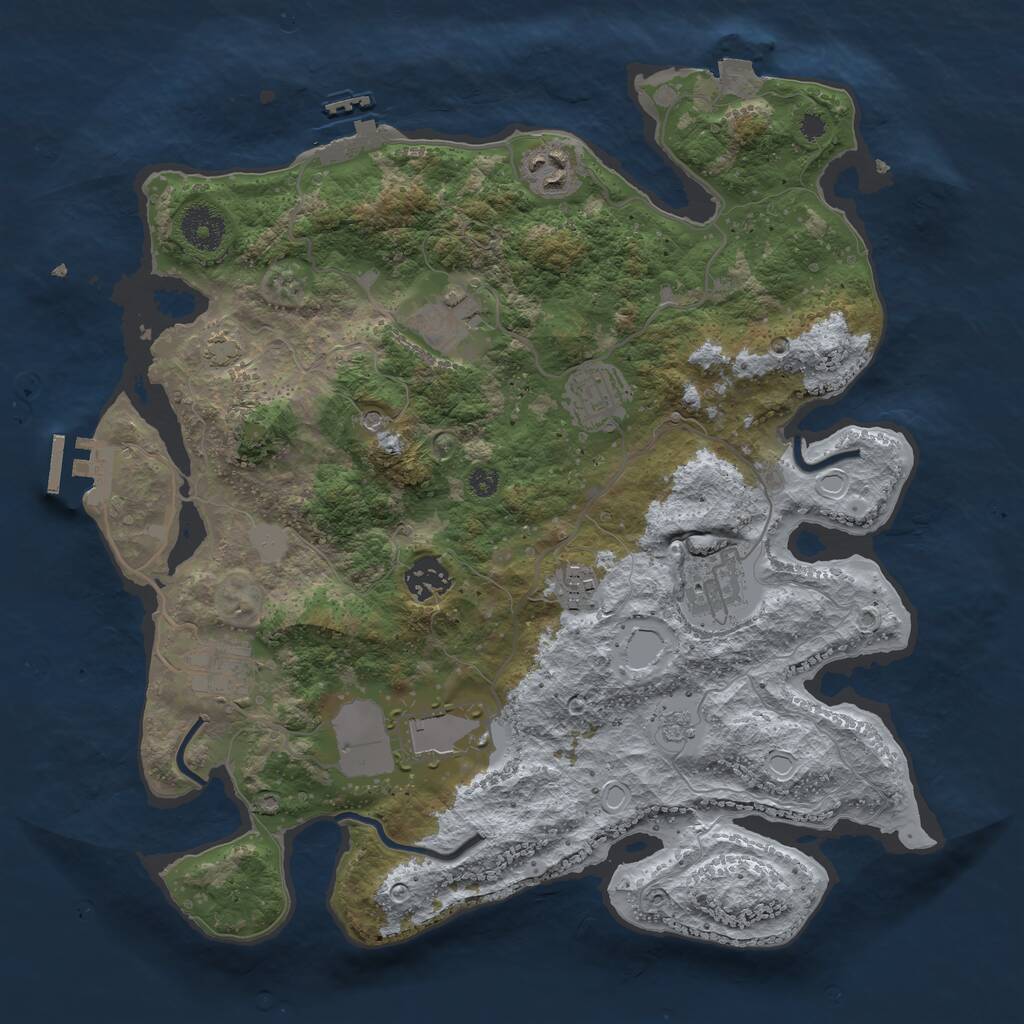 Rust Map: Procedural Map, Size: 3500, Seed: 749797407, 14 Monuments