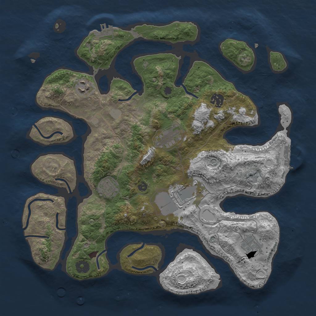 Rust Map: Procedural Map, Size: 3500, Seed: 383478516, 14 Monuments